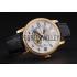 Swiss Cartier Rotonde Small Complication White Dial Gold Diamond Case Black Leather Strap