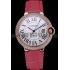 Swiss Cartier Ballon Bleu de Cartier White Dial Diamonds Case Pink Leather Bracelet  622553 Replica