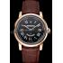 Swiss Cartier Rotonde Annual Calendar Black Dial Rose Gold Case Brown Leather Strap