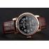 Swiss Cartier Rotonde Annual Calendar Black Dial Rose Gold Case Brown Leather Strap