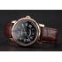 Swiss Cartier Rotonde Annual Calendar Black Dial Rose Gold Case Brown Leather Strap