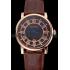 Cartier Rotonde Date Black Dial Rose Gold Case Brown Leather Strap