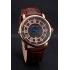 Cartier Rotonde Date Black Dial Rose Gold Case Brown Leather Strap