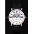 Cartier Moonphase Silver Watch with Black Leather Band ct255 621374