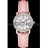 Replica Cartier Ronde White Dial Diamond Bezel Stainless Steel Case Pink Leather Strap