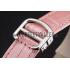 Replica Cartier Ronde White Dial Diamond Bezel Stainless Steel Case Pink Leather Strap