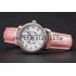 Replica Cartier Ronde White Dial Diamond Bezel Stainless Steel Case Pink Leather Strap