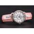 Replica Cartier Ronde White Dial Diamond Bezel Stainless Steel Case Pink Leather Strap