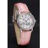 Replica Cartier Ronde White Dial Diamond Bezel Stainless Steel Case Pink Leather Strap