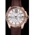 Cartier Calibre De Cartier Small Seconds White Dial Rose Gold Case Brown Leather Strap