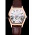 Replica Cartier Tortue Large Date White Dial Gold Case Brown Leather Strap