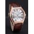 Replica Cartier Tortue Large Date White Dial Gold Case Brown Leather Strap