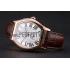 Replica Cartier Tortue Large Date White Dial Gold Case Brown Leather Strap