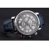 Cartier Rotonde Chronograph Black And White Dial Stainless Steel Case Blue Leather Strap