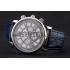 Cartier Rotonde Chronograph Black And White Dial Stainless Steel Case Blue Leather Strap