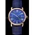 Cartier Ronde Solo Blue Dial Diamond Hour Marks Rose Gold Case Blue Leather Strap