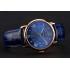 Cartier Ronde Solo Blue Dial Diamond Hour Marks Rose Gold Case Blue Leather Strap