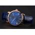 Cartier Ronde Solo Blue Dial Diamond Hour Marks Rose Gold Case Blue Leather Strap