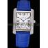 Cartier Tank MC Stainless Steel Diamond Case White Dial Blue Leather Strap  622172