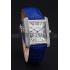 Cartier Tank MC Stainless Steel Diamond Case White Dial Blue Leather Strap  622172