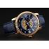 Swiss Cartier Rotonde Small Complication Blue Dial Gold Diamond Case Blue Leather Strap