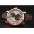 Cheap Cartier Rotonde De Cartier Flying Tourbillon White Dial Rose Gold Numerals Rose Gold Case Brown Leather Strap