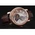 Cheap Cartier Rotonde De Cartier Flying Tourbillon White Dial Rose Gold Numerals Rose Gold Case Brown Leather Strap