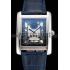 Cartier Tank White Dial Stainless Steel Case Blue Leather Strap  622762