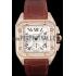 Cheap Swiss Cartier Santos Rose Gold Bezel with Diamonds and Brown Leather Strap sct43  621527