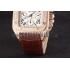 Cheap Swiss Cartier Santos Rose Gold Bezel with Diamonds and Brown Leather Strap sct43  621527