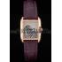 Cartier Tank Anglaise White Tiger Dial Gold Case Purple Leather Bracelet Replica