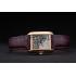 Cartier Tank Anglaise White Tiger Dial Gold Case Purple Leather Bracelet Replica