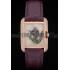 Cartier Tank Anglaise White Dragon Dial Diamonds Gold Case Purple Leather Bracelet