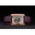 Cartier Tank Anglaise White Dragon Dial Diamonds Gold Case Purple Leather Bracelet