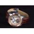 Cartier Calibre Flying Tourbillon White Dial Two Tone Case Brown Leather Bracelet