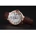 Cheap Swiss Ballon Blue De Cartier Gold Case White Dial Roman Numerals Brown Leather Bracelet   622651