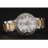 Swiss Cartier Ballon Bleu Two Timezone White Dial Diamond Case Gold And Silver Bracelet 1453876