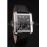 Swiss Cartier Tank MC Black Dial Stainless Steel Case Black Leather Strap Replica