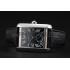 Swiss Cartier Tank MC Black Dial Stainless Steel Case Black Leather Strap Replica