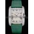 Cartier Tank Anglaise 36mm White Dial Diamonds Steel Case Green Leather Bracelet