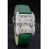 Cartier Tank Anglaise 36mm White Dial Diamonds Steel Case Green Leather Bracelet