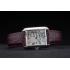 Cartier Tank Anglaise 30mm White Dial Stainless Steel Case Purple Leather Bracelet