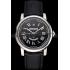 Swiss Cartier Rotonde Annual Calendar Black Dial Stainless Steel Case Black Leather Strap