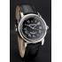 Swiss Cartier Rotonde Annual Calendar Black Dial Stainless Steel Case Black Leather Strap