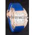 Swiss Cartier Santos Rose Gold Bezel with Diamonds and Blue Leather Strap  621529