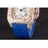 Swiss Cartier Santos Rose Gold Bezel with Diamonds and Blue Leather Strap  621529