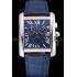 Cartier Tank MC Blue Dial Stainless Steel Case Blue Leather Bracelet  622691