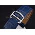 Cartier Tank MC Blue Dial Stainless Steel Case Blue Leather Bracelet  622691