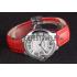 Cartier Ballon Bleu Silver Bezel with White Dial Red Leather Band  621551