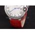 Cartier Ballon Bleu Silver Bezel with White Dial Red Leather Band  621551